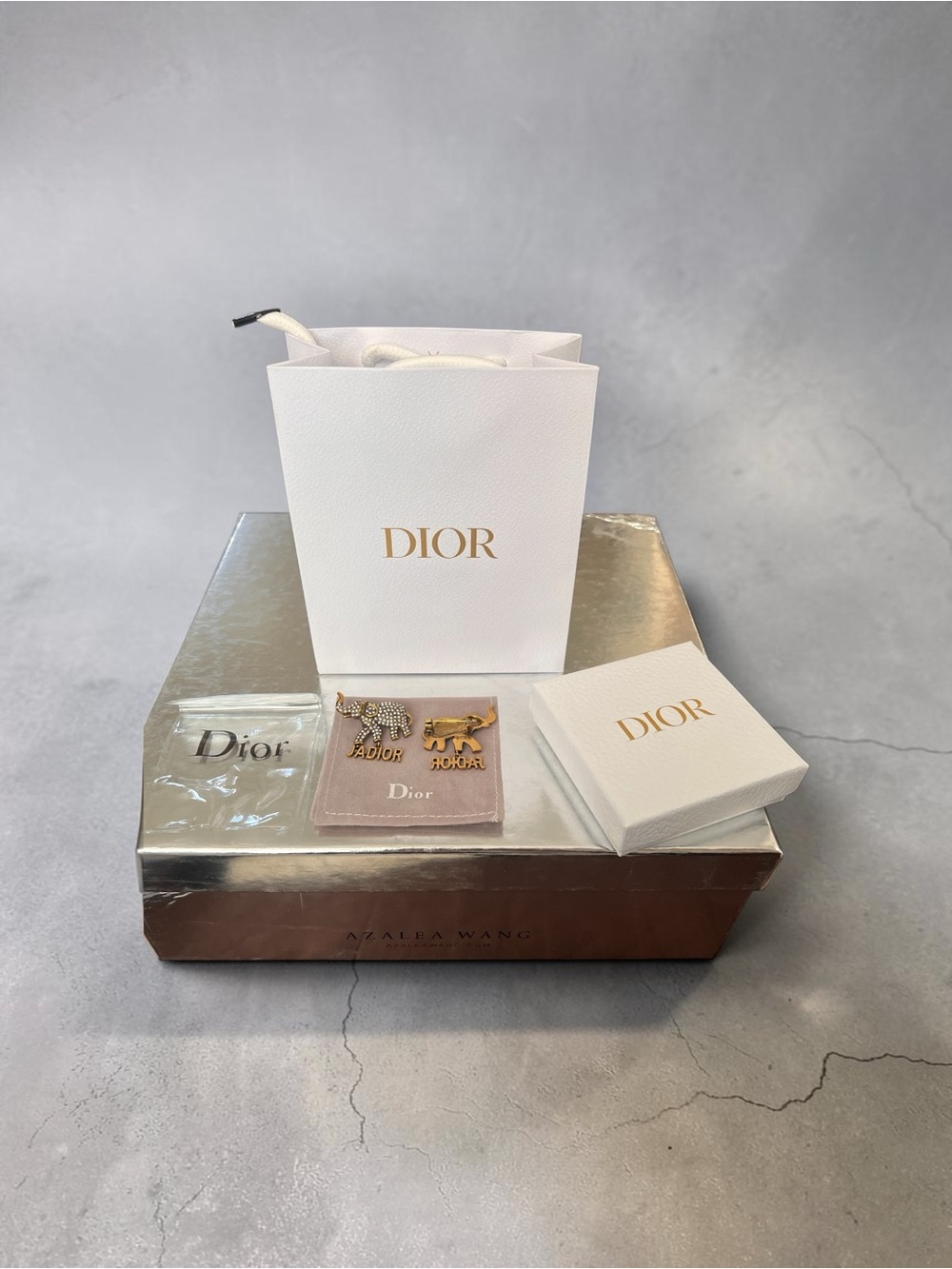 Gold Animal Pin Duo with White Accents